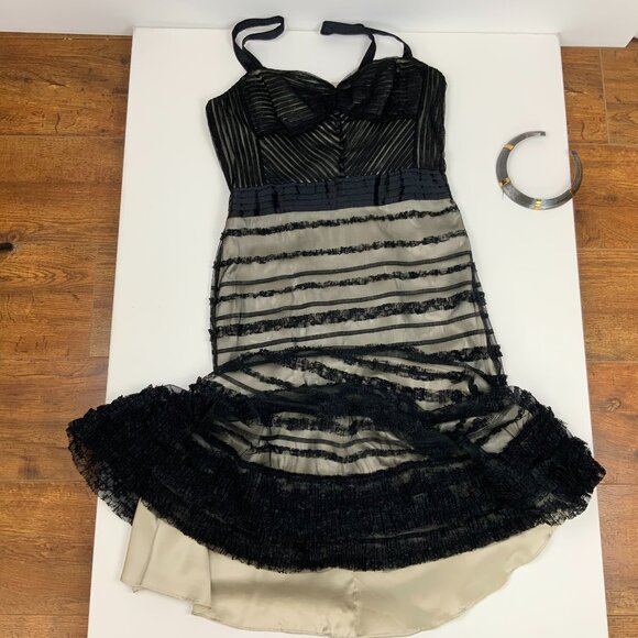 St. John Black Mesh Tule Formal Evening Prom Dress Silk Lining Sz 8 - Picture 12 of 16